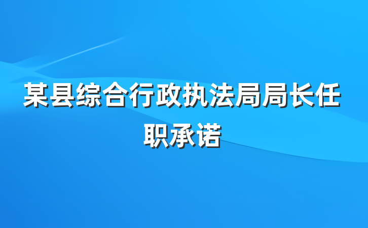 某县综合行政执法局局长任职承诺