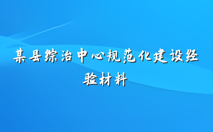 某县综治中心规范化建设经验材料