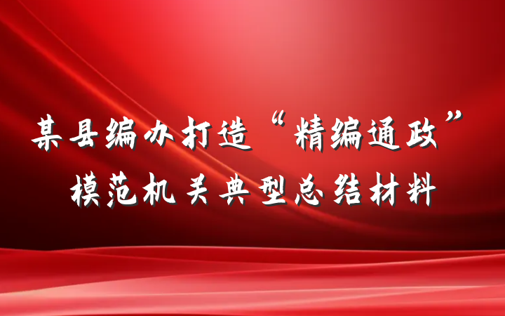 某县编办打造“精编通政”模范机关典型总结材料