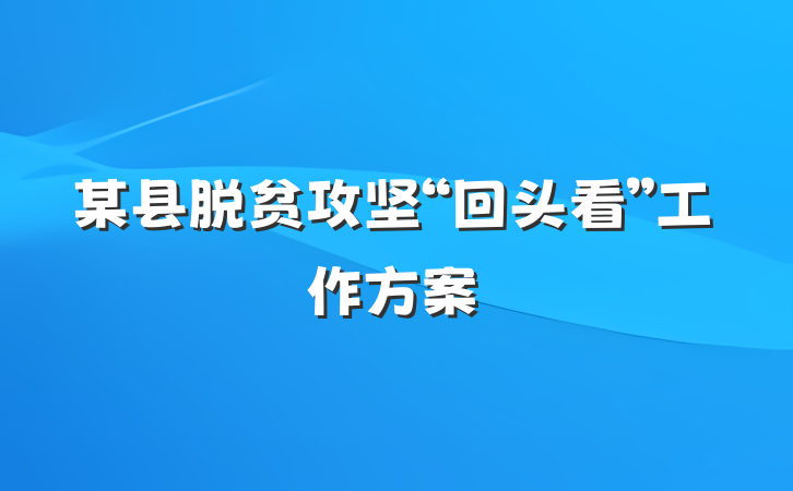 某县脱贫攻坚“回头看”工作方案