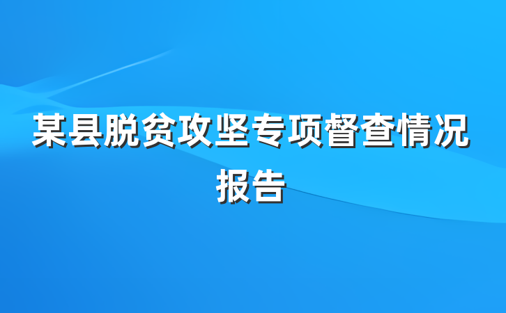 某县脱贫攻坚专项督查情况报告