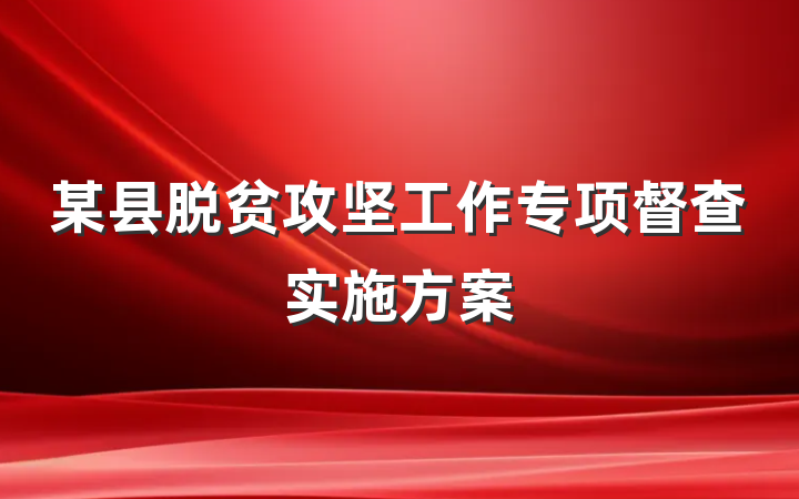 某县脱贫攻坚工作专项督查实施方案