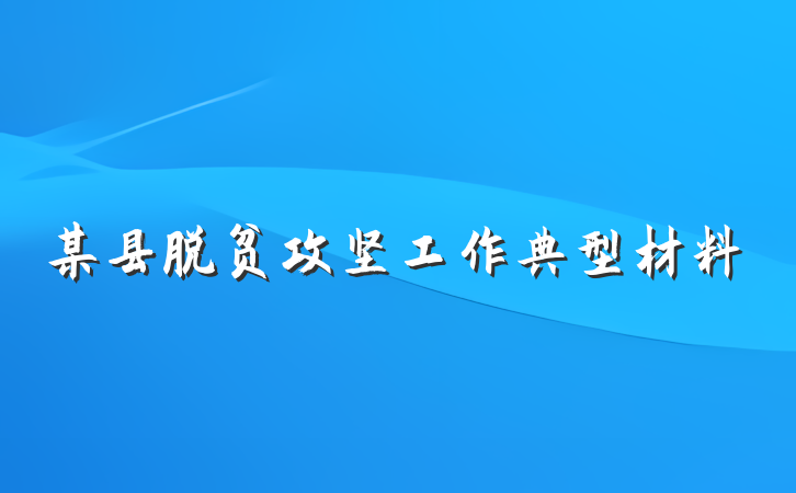 某县脱贫攻坚工作典型材料