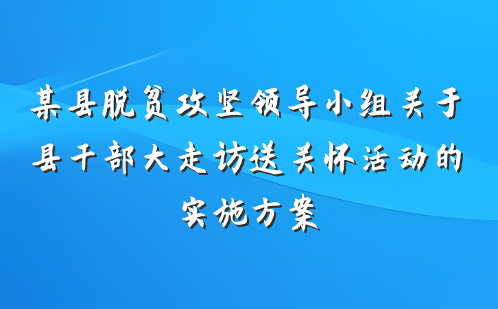 某县脱贫攻坚领导小组关于县干部大走访送关怀活动的实施方案