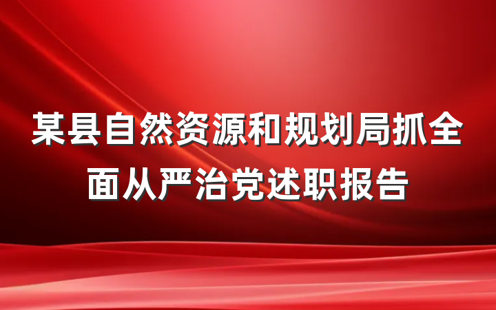 某县自然资源和规划局抓全面从严治党述职报告