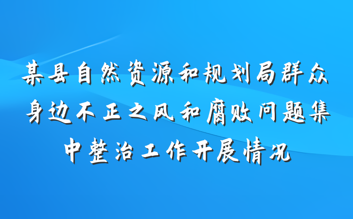 某县自然资源和规划局群众身边不正之风和腐败问题集中整治工作开展情况