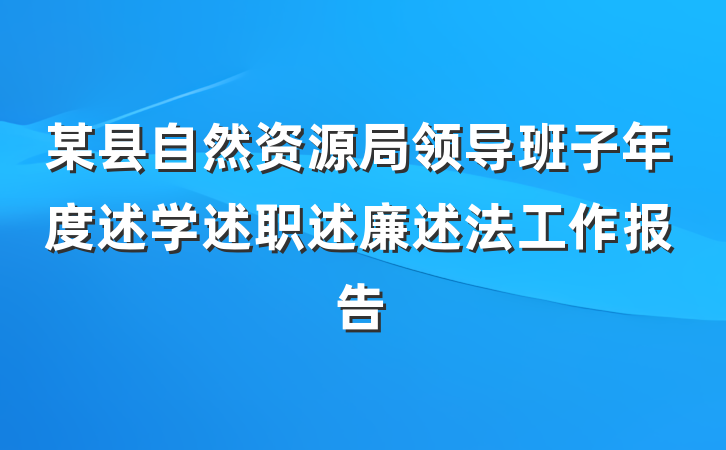 某县自然资源局领导班子年度述学述职述廉述法工作报告