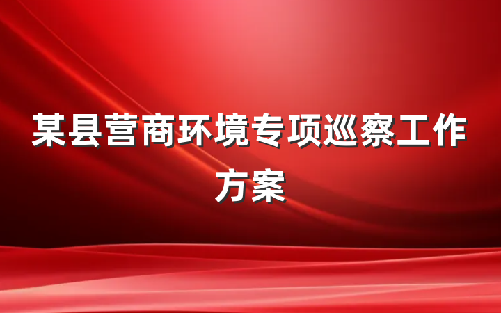 某县营商环境专项巡察工作方案