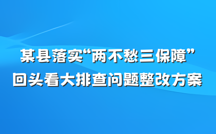 某县落实“两不愁三保障”回头看大排查问题整改方案