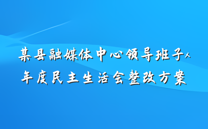 某县融媒体中心领导班子x年度民主生活会整改方案