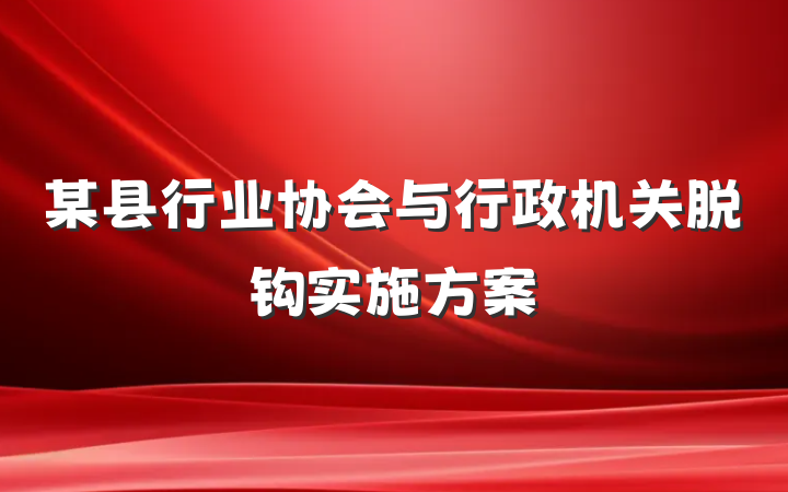 某县行业协会与行政机关脱钩实施方案