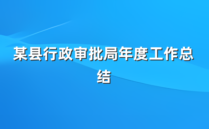 某县行政审批局年度工作总结