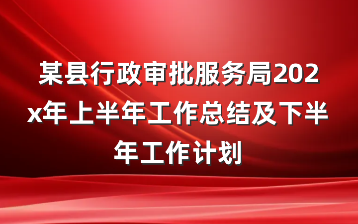 某县行政审批服务局202x年上半年工作总结及下半年工作计划