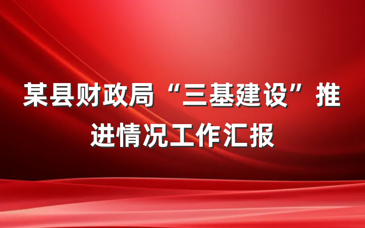 某县财政局“三基建设”推进情况工作汇报