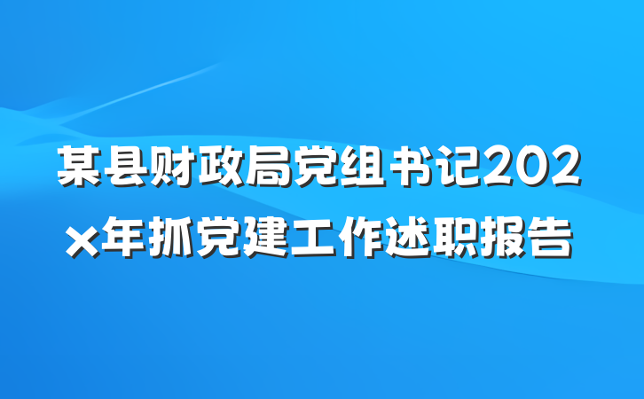 某县财政局党组书记202x年抓党建工作述职报告
