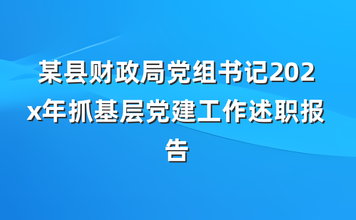 某县财政局党组书记202x年抓基层党建工作述职报告