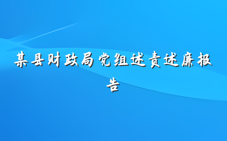 某县财政局党组述责述廉报告