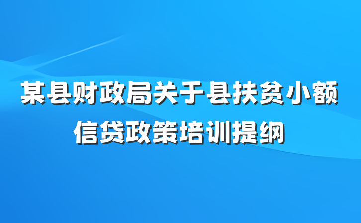 某县财政局关于县扶贫小额信贷政策培训提纲
