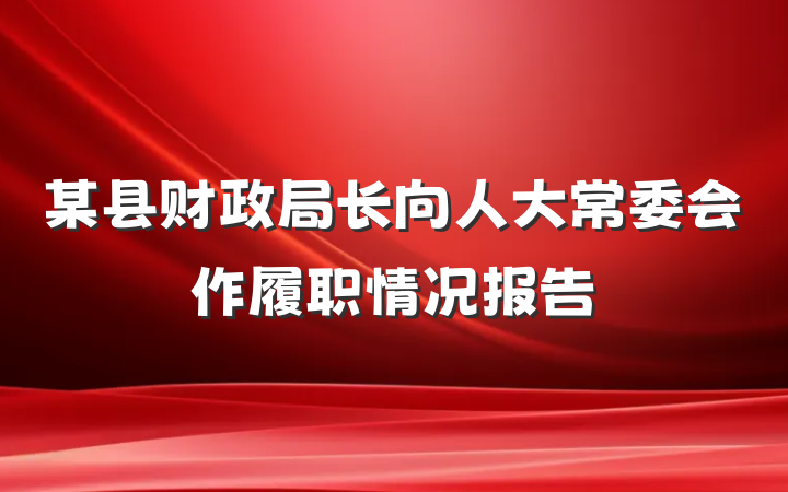 某县财政局长向人大常委会作履职情况报告