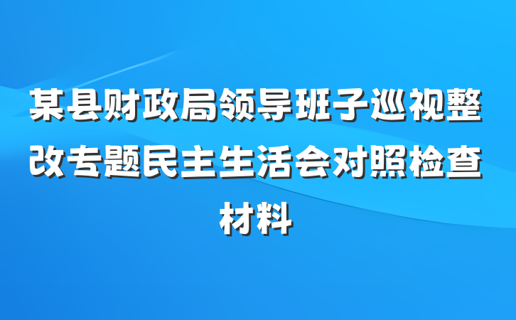 某县财政局领导班子巡视整改专题民主生活会对照检查材料