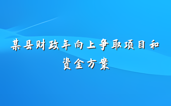 某县财政年向上争取项目和资金方案