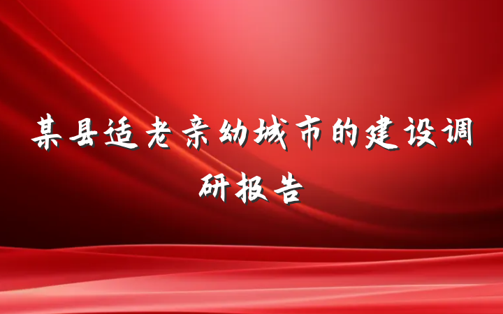 某县适老亲幼城市的建设调研报告