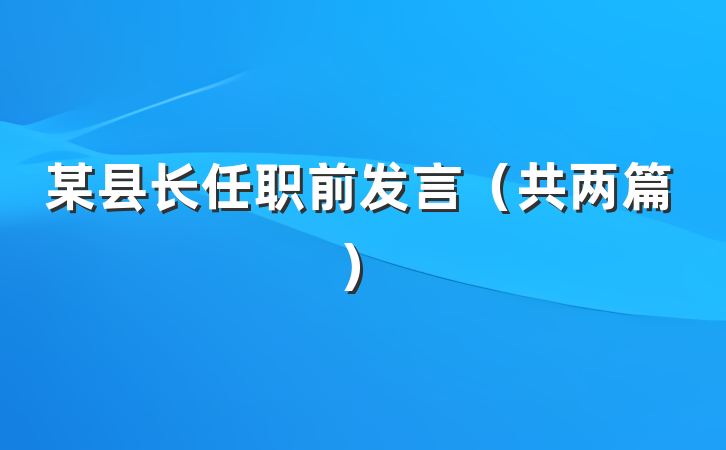 某县长任职前发言（共两篇）