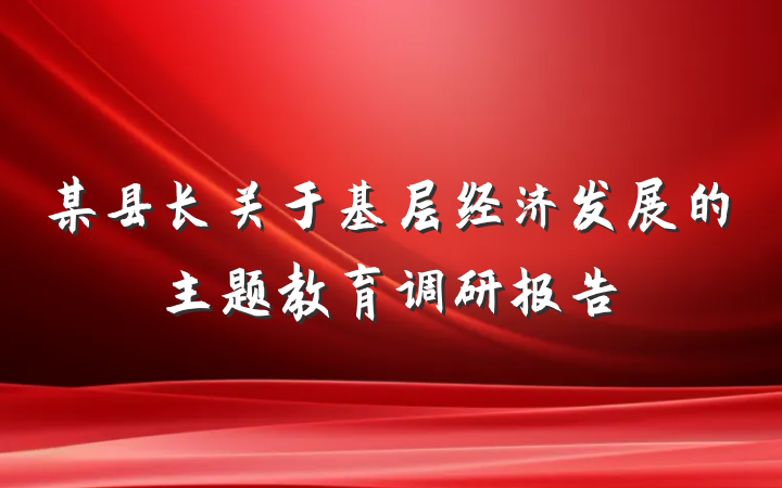 某县长关于基层经济发展的主题教育调研报告