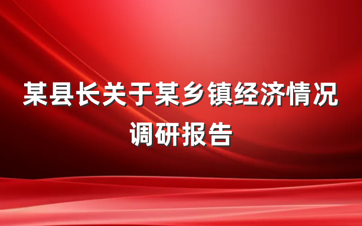 某县长关于某乡镇经济情况调研报告
