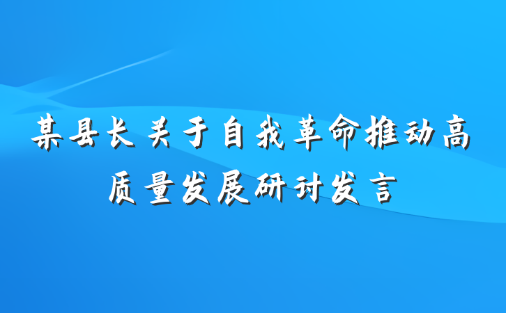 某县长关于自我革命推动高质量发展研讨发言