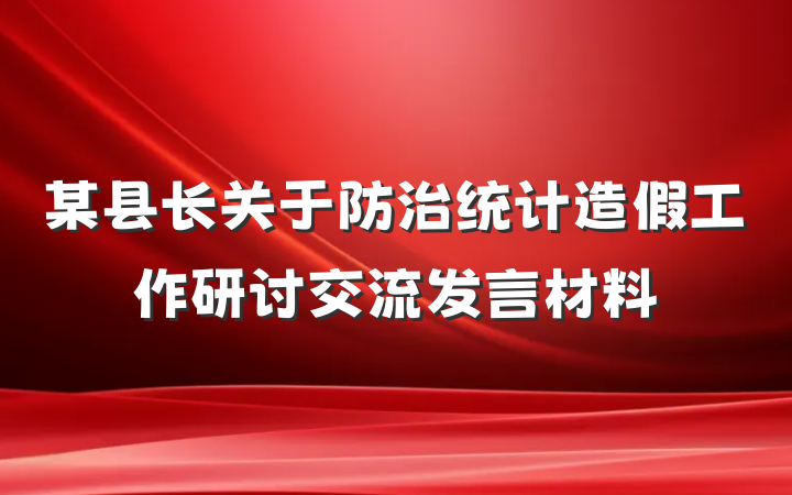 某县长关于防治统计造假工作研讨交流发言材料