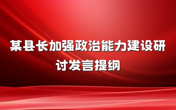 某县长加强政治能力建设研讨发言提纲