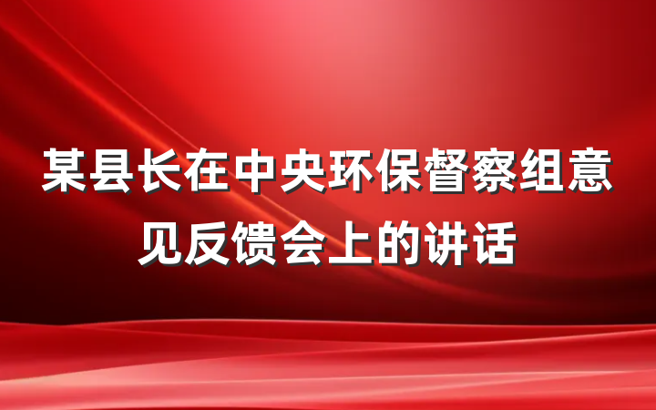 某县长在中央环保督察组意见反馈会上的讲话
