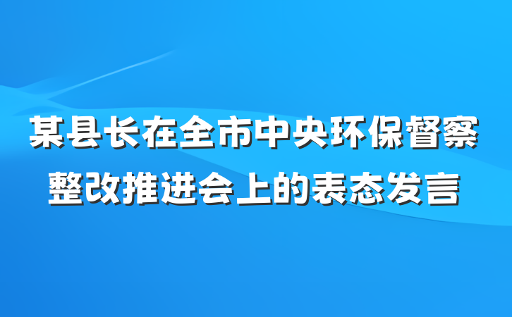 某县长在全市中央环保督察整改推进会上的表态发言