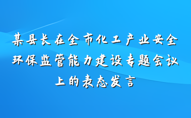 某县长在全市化工产业安全环保监管能力建设专题会议上的表态发言