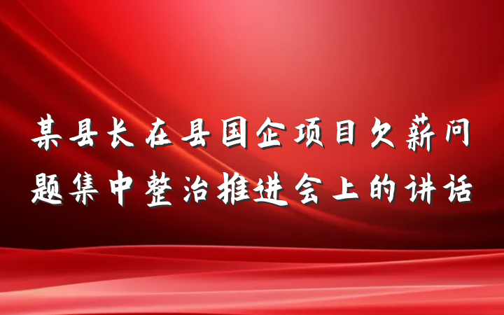 某县长在县国企项目欠薪问题集中整治推进会上的讲话