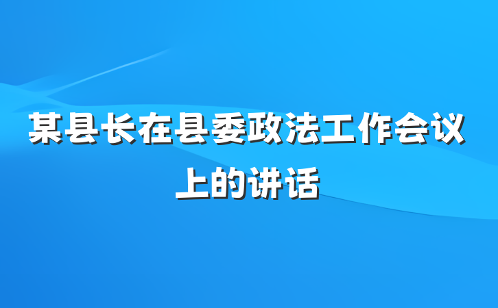 某县长在县委政法工作会议上的讲话
