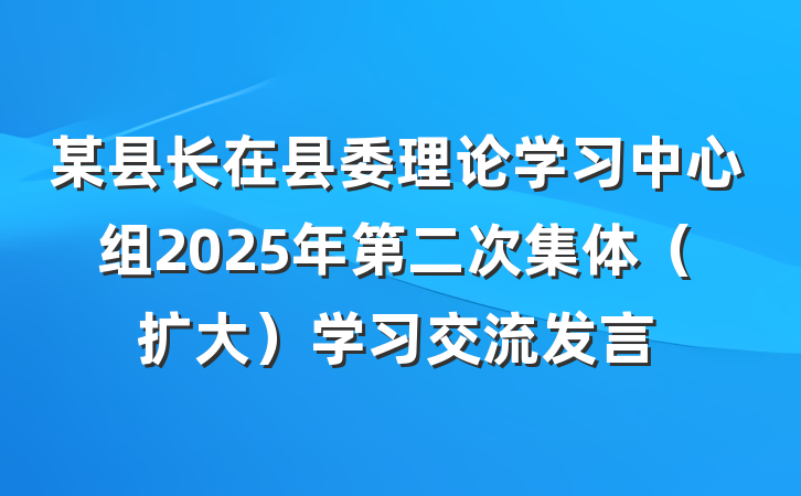 某县长在县委理论学习中心组2025年第二次集体(扩大)学习交流发言