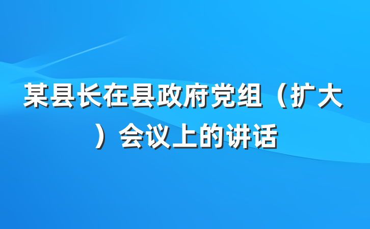 某县长在县政府党组(扩大)会议上的讲话