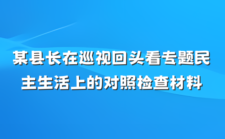 某县长在巡视回头看专题民主生活上的对照检查材料