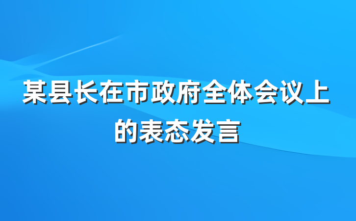 某县长在市政府全体会议上的表态发言