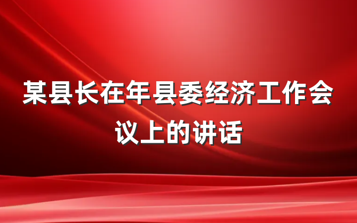 某县长在年县委经济工作会议上的讲话