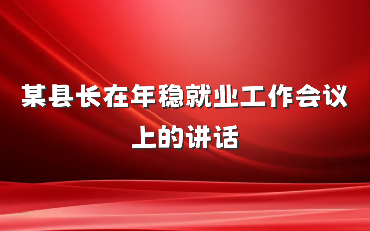 某县长在年稳就业工作会议上的讲话