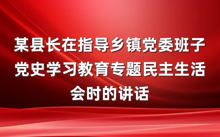 某县长在指导乡镇党委班子党史学习教育专题民主生活会时的讲话