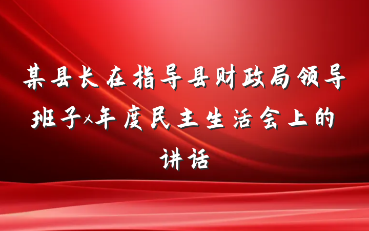 某县长在指导县财政局领导班子x年度民主生活会上的讲话