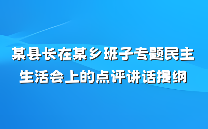 某县长在某乡班子专题民主生活会上的点评讲话提纲