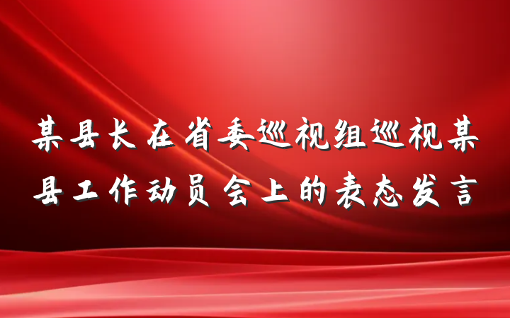 某县长在省委巡视组巡视某县工作动员会上的表态发言