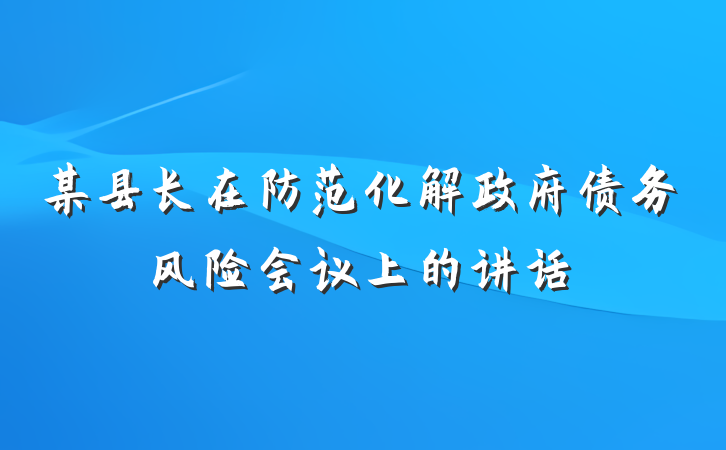 某县长在防范化解政府债务风险会议上的讲话