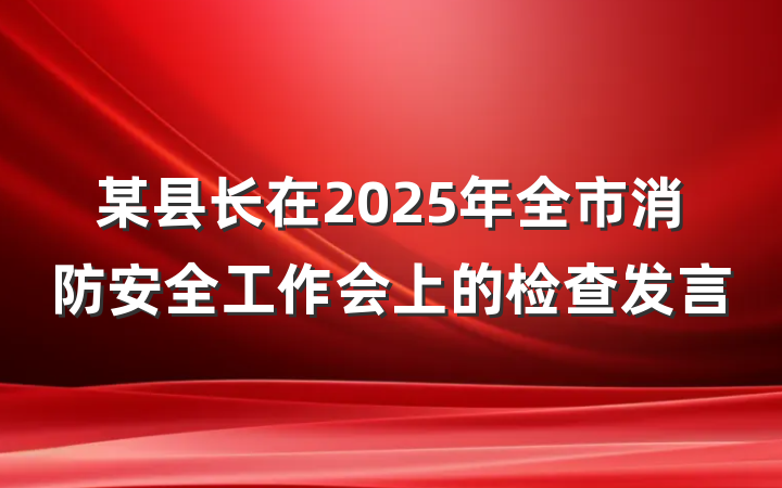 某县长在2025年全市消防安全工作会上的检查发言