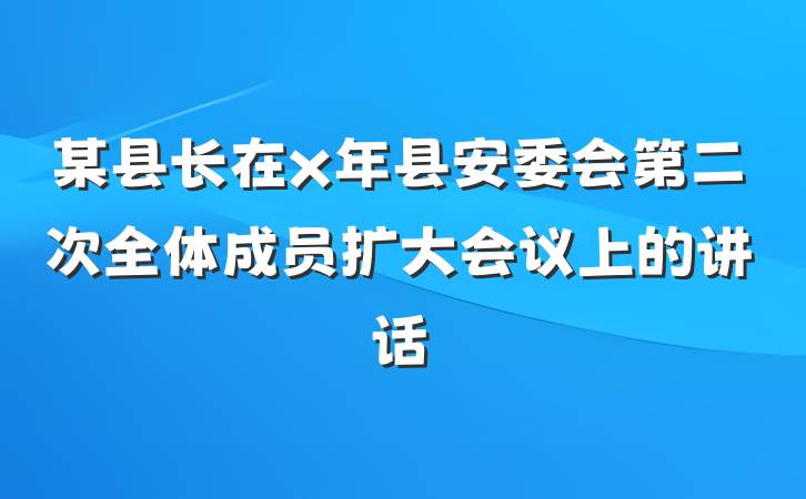 某县长在x年县安委会第二次全体成员扩大会议上的讲话